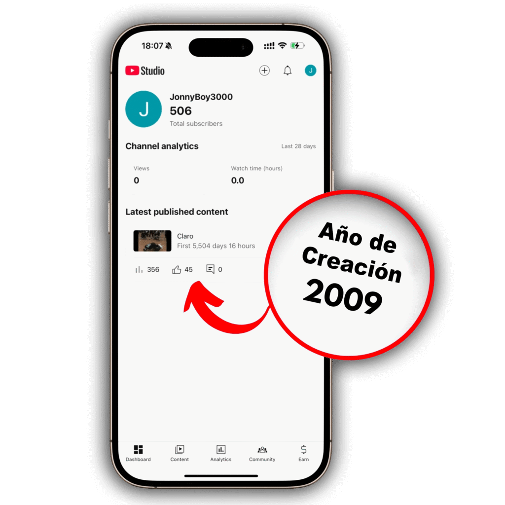 Canal de YouTube con Antigüedad
